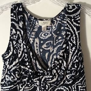 Loft paisley black and white sheath dress